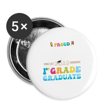Stolzer Vater einer 1. Klasse des Abschlusses 2023 - Buttons groß 56 mm (5er Pack) - Weiß - Vorne