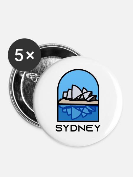 Sydney - Opernhaus - Buttons groß 56 mm (5er Pack) - Weiß