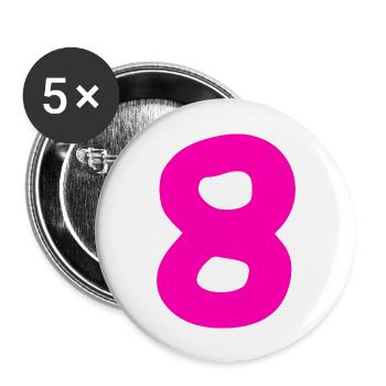 8 ans anniversaire rose - Lot de 5 grands badges (56 mm) - blanc - Devant