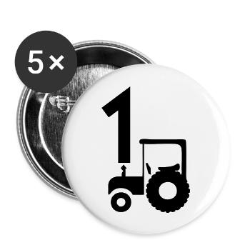 Traktor 1 - Buttons groß 56 mm (5er Pack) - Weiß - Vorne