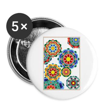 Dancheong 단청 - modern - Buttons large 2.2''/56 mm (5-pack) - white - Front