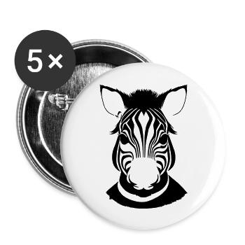 Fun Zebra Cartoon Nature Animal Safari Vector 5 - Buttons large 2.2''/56 mm (5-pack) - white - Front