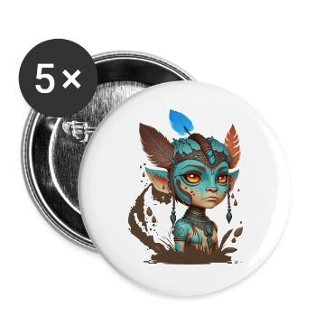 Blaue Maske der Waldgeister – Avatar - Buttons groß 56 mm (5er Pack) - Weiß - Vorne