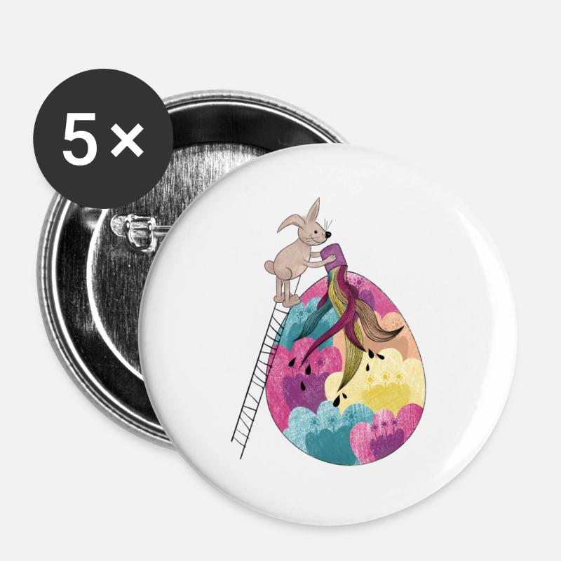 Easter & Easter Egg Colorful Illustration - Buttons large 2.2''/56 mm (5-pack) - white