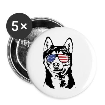 Siberian Husky America Flag Sunglasses Wilsigns - Buttons large 2.2''/56 mm (5-pack) - white - Front
