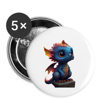 Petit dragon mignon 4 - Lot de 5 grands badges (56 mm) - blanc - Devant