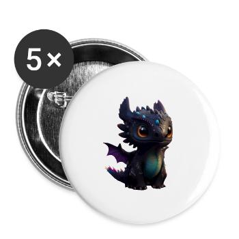 Petit dragon mignon 7 - Lot de 5 grands badges (56 mm) - blanc - Devant