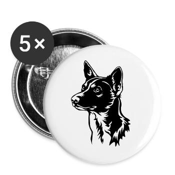 Basenji Kopf - Buttons groß 56 mm (5er Pack) - Weiß - Vorne
