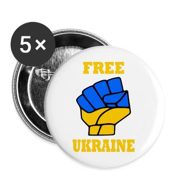 Free ukraine - Buttons large 2.2''/56 mm (5-pack) - white - Front