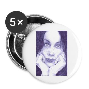 Gesicht der Frau - Buttons groß 56 mm (5er Pack) - Weiß - Vorne