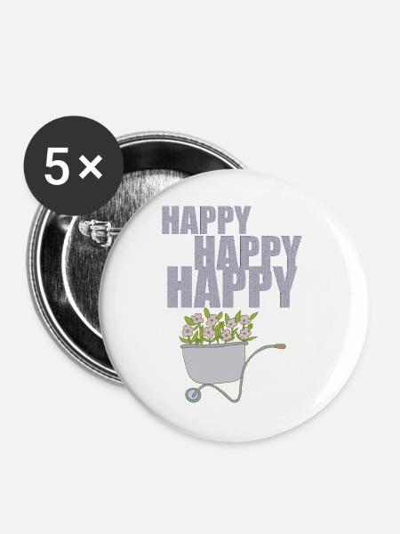 SCHUBKARREN HAPPY - Buttons groß 56 mm (5er Pack) - Weiß