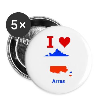 Frankreichkarte Flagge mit der Stadt Arras - Buttons groß 56 mm (5er Pack) - Weiß - Vorne
