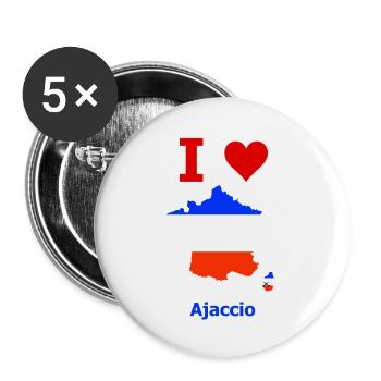 Carte du drapeau de la France avec la ville d’Ajaccio - Lot de 5 grands badges (56 mm) - blanc - Devant
