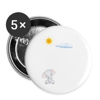 Cute elephant - Buttons large 2.2''/56 mm (5-pack) - white - Front
