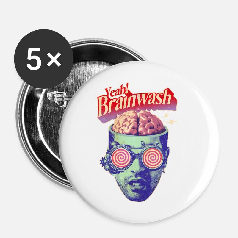 Brainwashing - Buttons large 2.2''/56 mm (5-pack) - white