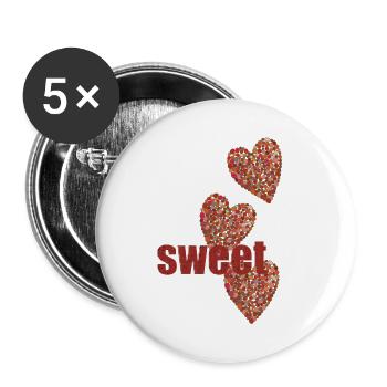 sweet hearts - Buttons groß 56 mm (5er Pack) - Weiß - Vorne
