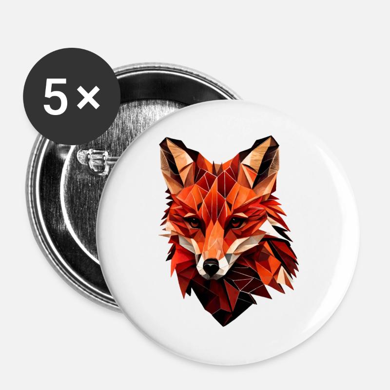 Stilisierter Fuchs, geometrisch - Buttons groß 56 mm (5er Pack) - Weiß