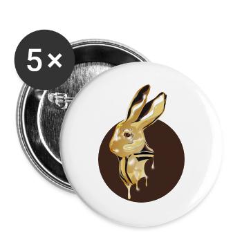 gold-colored rabbit head in high-gloss look - Buttons large 2.2''/56 mm (5-pack) - white - Front