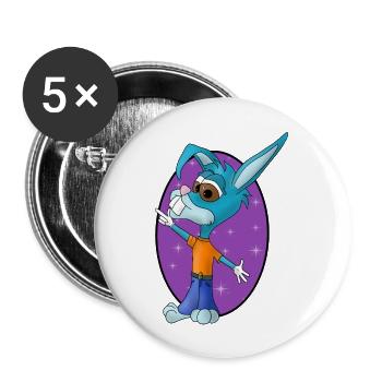 Lustiger kleiner Osterhase - Buttons groß 56 mm (5er Pack) - Weiß - Vorne