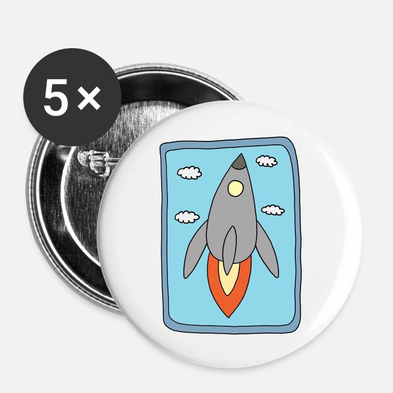 Rocket Design - Buttons large 2.2''/56 mm (5-pack) - white