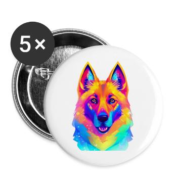 Chien d’amour Chiens Berger Allemand Chien Propriétaire Chien Chien - Lot de 5 grands badges (56 mm) - blanc - Devant