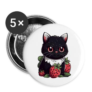 Ragamuffin Fraise Cat Cadeau - Lot de 5 grands badges (56 mm) - blanc - Devant