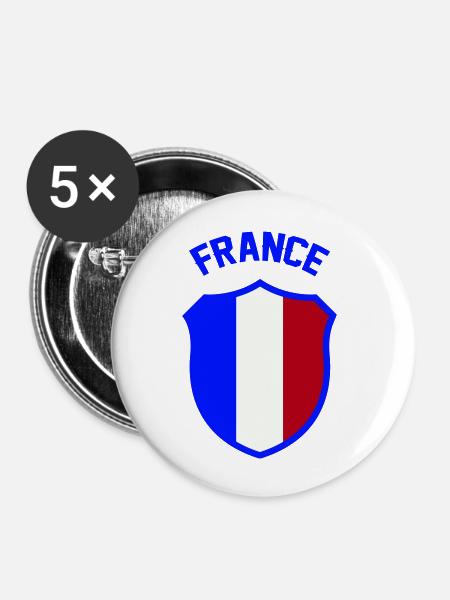 france wappen - Buttons groß 56 mm (5er Pack) - Weiß