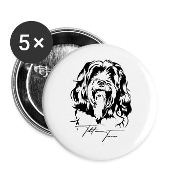 Tibetan Terrier Portrait Dog Portrait Dog Wilsigns - Buttons large 2.2''/56 mm (5-pack) - white - Front