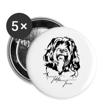 Tibetan Terrier Portrait Dog Portrait Wilsigns - Buttons large 2.2''/56 mm (5-pack) - white - Front