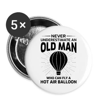 Heißluftballonfahrt Hopper Ballonfahrt Ballonfahrer - Buttons groß 56 mm (5er Pack) - Weiß - Vorne