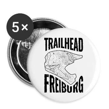 Mountainbike T-Shirt Trailhead Freiburg - Buttons groß 56 mm (5er Pack) - Weiß - Vorne