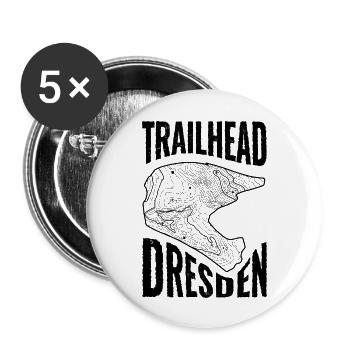 Mountainbike T-Shirt Trailhead Dresden - Buttons groß 56 mm (5er Pack) - Weiß - Vorne