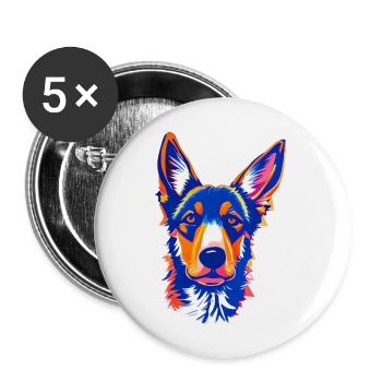 Berger allemand Chien Propriétaire Chien Chien Propriétaire Chien Propriétaire - Lot de 5 grands badges (56 mm) - blanc - Devant