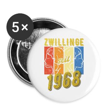 Zwillinge Sternzeichen 1968 Geschenk - Buttons groß 56 mm (5er Pack) - Weiß - Vorne