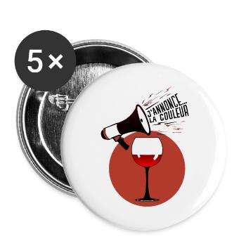 vin rouge annonce couleur alcool humour porte voix - Lot de 5 grands badges (56 mm) - blanc - Devant