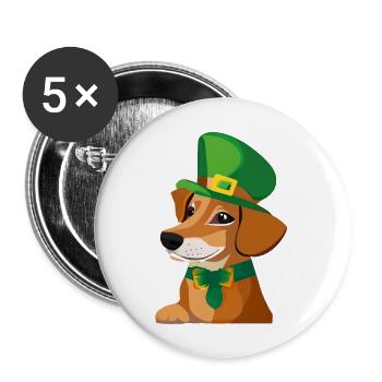 Dog Owners Dogs St Patricks Day Dog Dog Love - Buttons large 2.2''/56 mm (5-pack) - white - Front