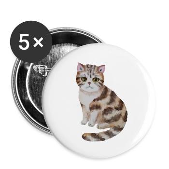 Süße Katze - Buttons groß 56 mm (5er Pack) - Weiß - Vorne