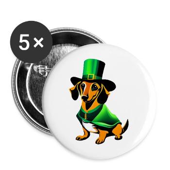 Dogs Dachshund Dog Owner Dog St Patrick's Day - Buttons large 2.2''/56 mm (5-pack) - white - Front
