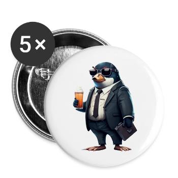 Pingouin buveur de bière cool - habillez-vous! - Lot de 5 grands badges (56 mm) - blanc - Devant