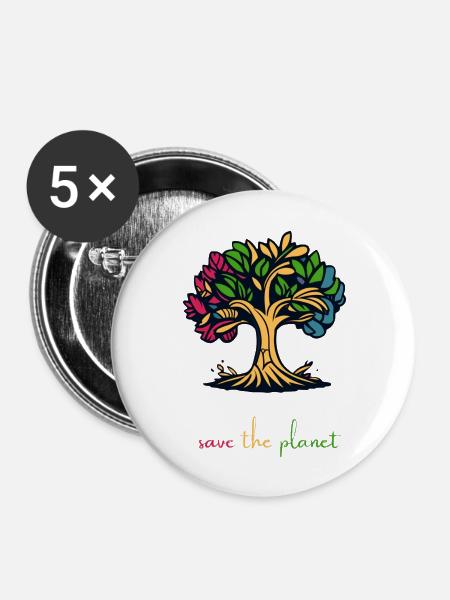 save the planet - Buttons groß 56 mm (5er Pack) - Weiß