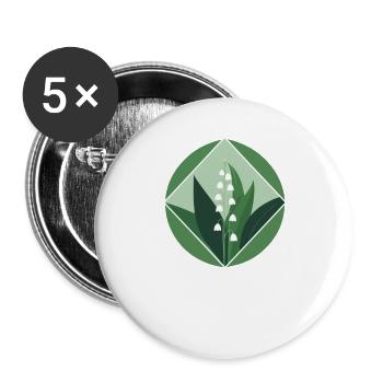 Muguet du 1er Mai - Lot de 5 grands badges (56 mm) - blanc - Devant