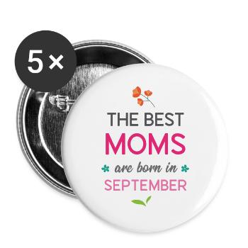 Les meilleures mamans naissent en septembre - Lot de 5 grands badges (56 mm) - blanc - Devant