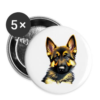 Propriétaire de chien Chien Chiot Berger allemand - Lot de 5 grands badges (56 mm) - blanc - Devant