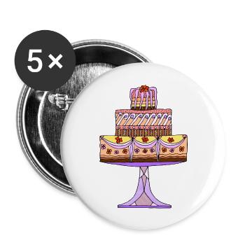 Kuchen - Buttons groß 56 mm (5er Pack) - Weiß - Vorne