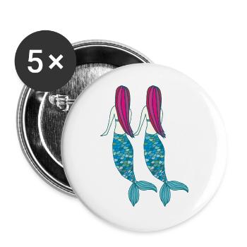 meerjungfrau doppelt - Buttons groß 56 mm (5er Pack) - Weiß - Vorne