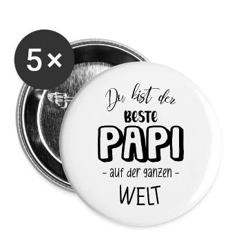 Du bist der beste PAPI auf der ganzen Welt - Buttons groß 56 mm (5er Pack) - Weiß - Vorne