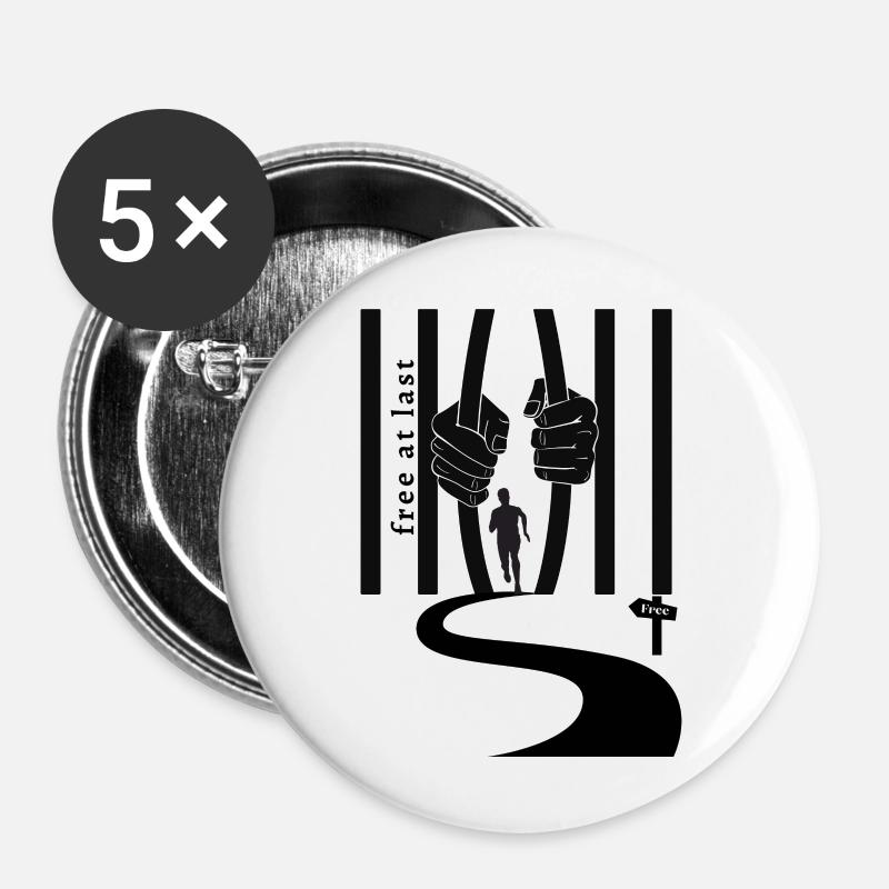 Freedom - Buttons large 2.2''/56 mm (5-pack) - white