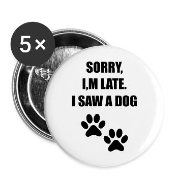 Hund Dog - Buttons groß 56 mm (5er Pack) - Weiß - Vorne