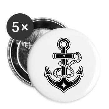 Anchor Boat Ship Nautical - Buttons large 2.2''/56 mm (5-pack) - white - Front