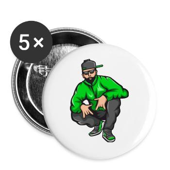 bad boy, rap, rapper, rapper, big up - Buttons large 2.2''/56 mm (5-pack) - white - Front